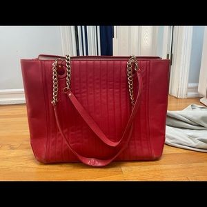 Levenger Red Leather Tote Bag